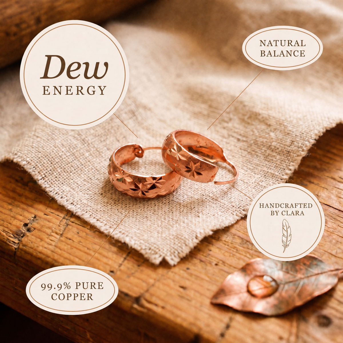 Clara's Dew Copper Earrings