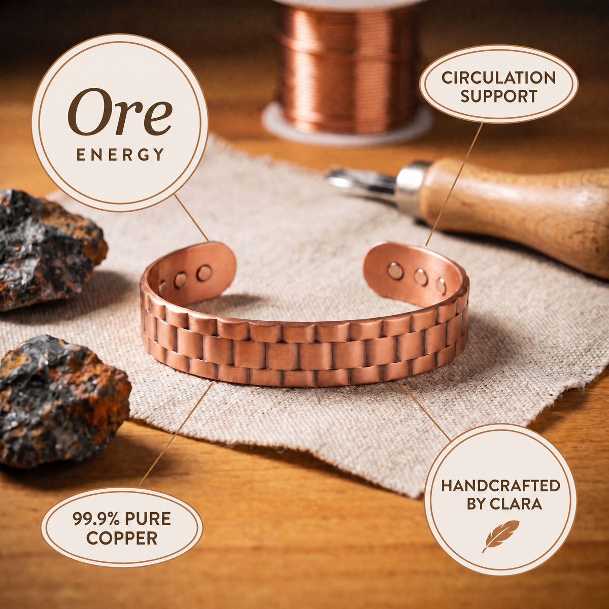 Clara's Ore Men's Copper Bracelet