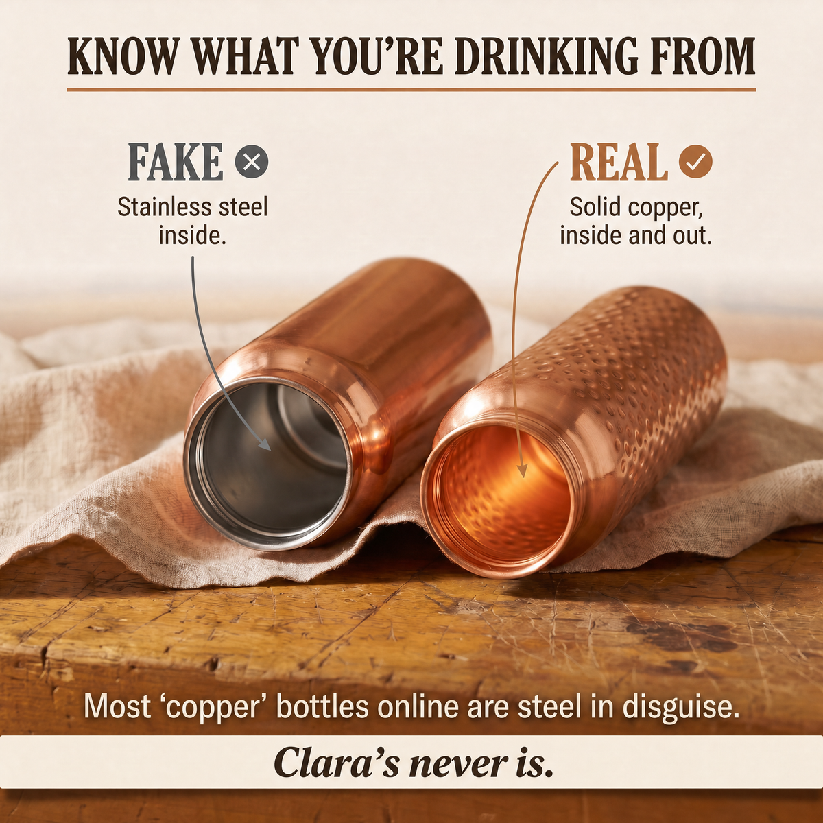 Clara's Pure Copper Water Bottle