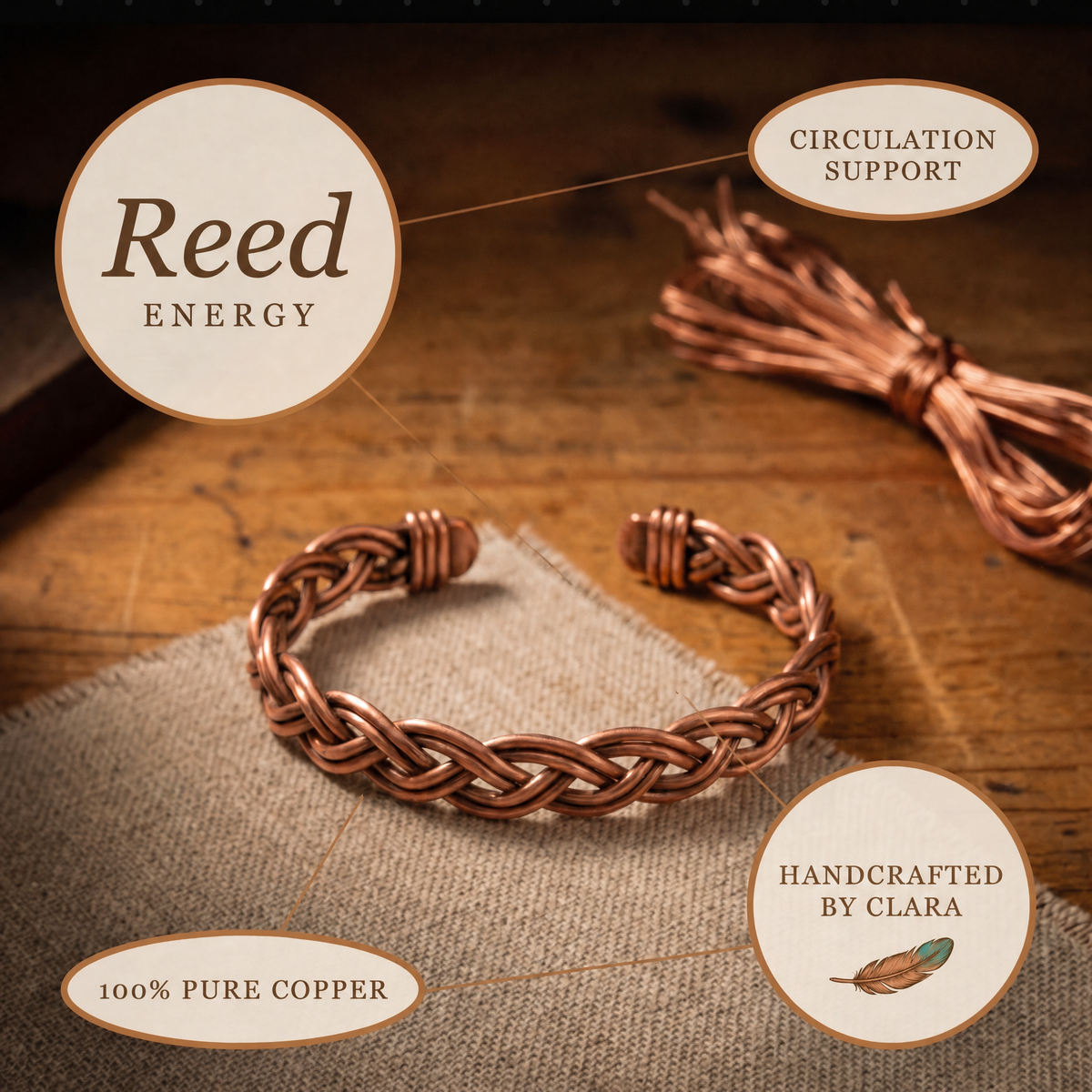 Clara's Reed Copper Anklet