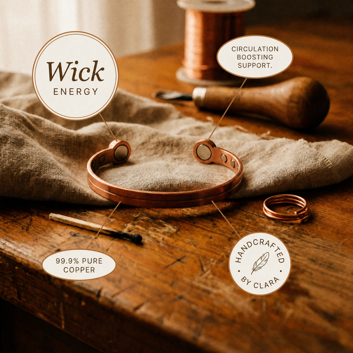 Clara's Wick Copper Bracelet
