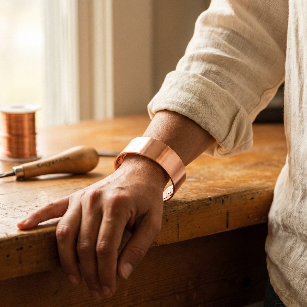 Clara's Anvil Copper Bracelet