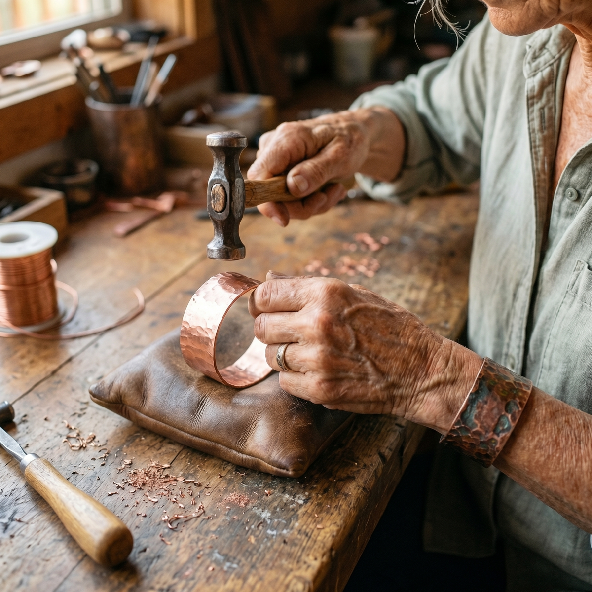 Clara's Anvil Copper Bracelet