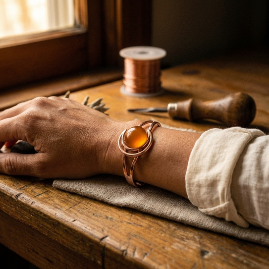 Clara's Sphere Orange Copper Bracelet