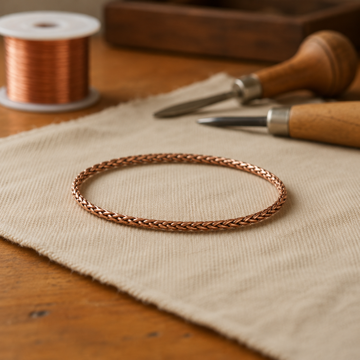 Clara's Braid Copper Anklet