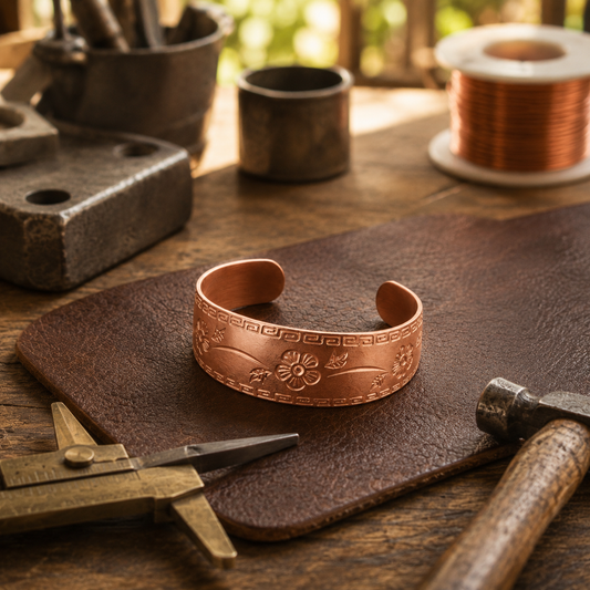 Clara's Fret Copper Bracelet