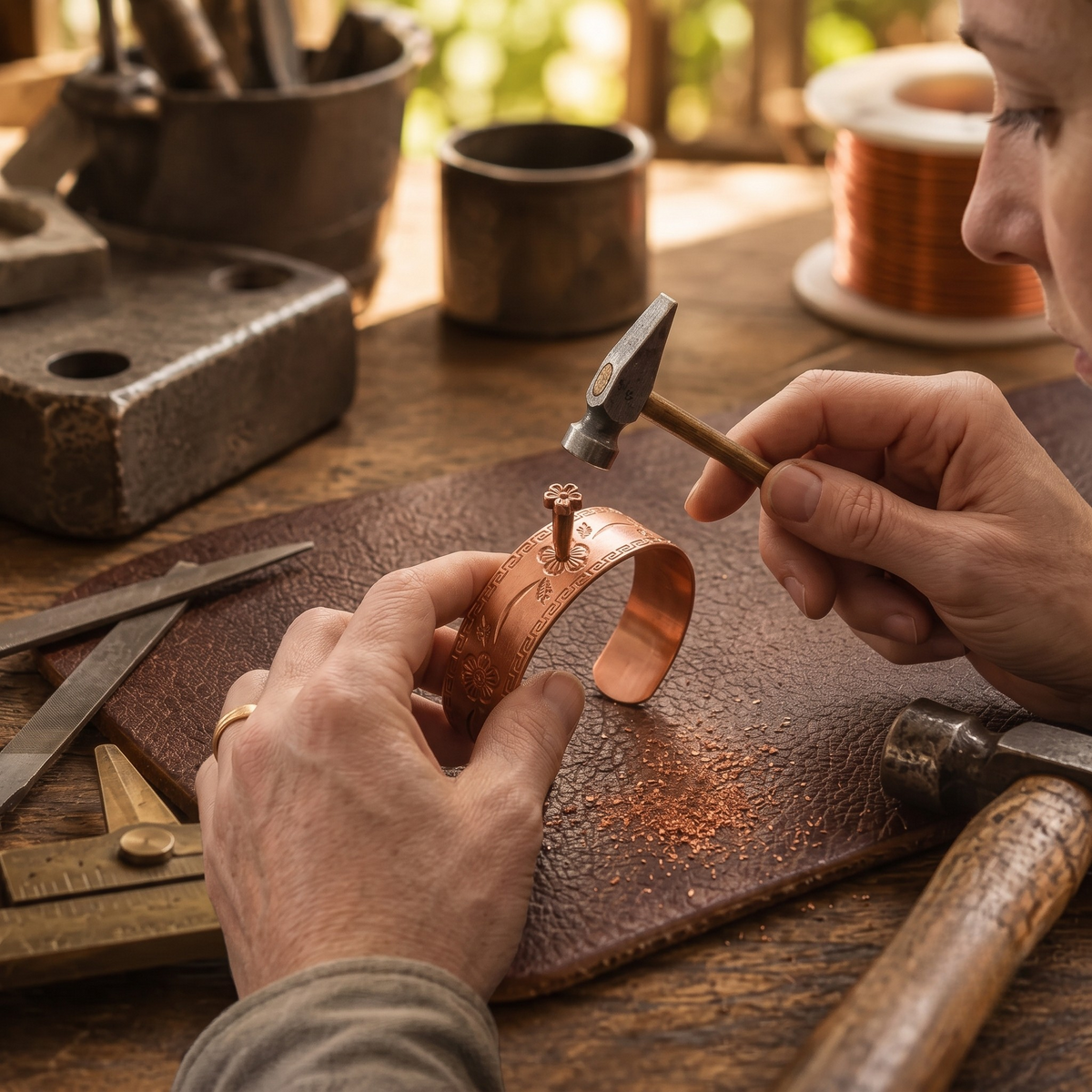 Clara's Fret Copper Bracelet