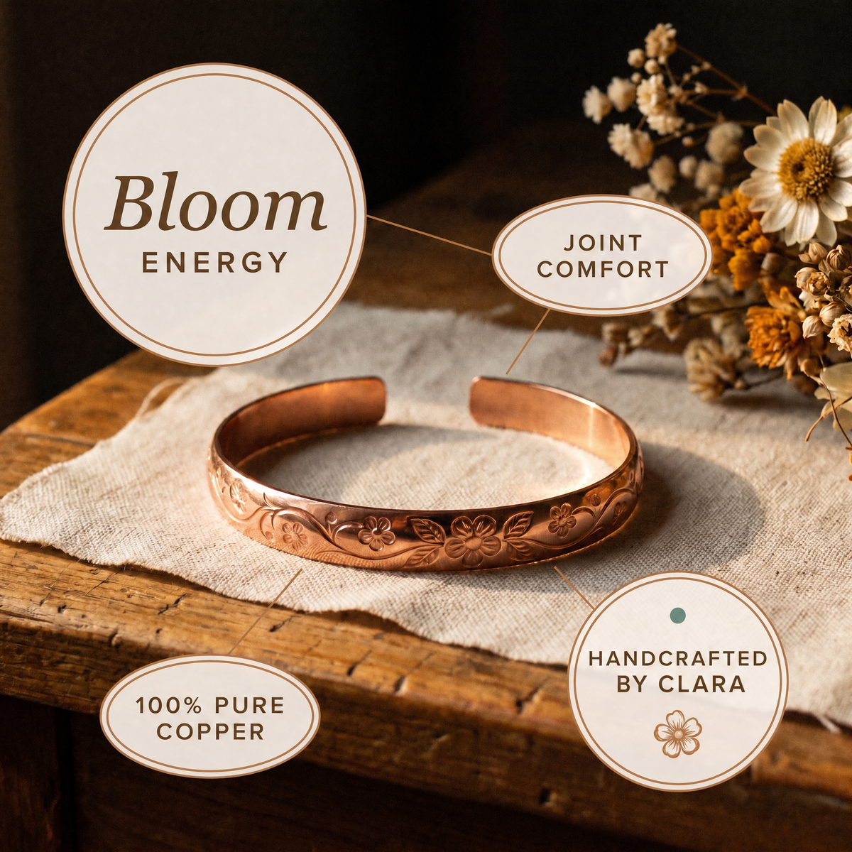 Clara's Bloom Copper Bracelet