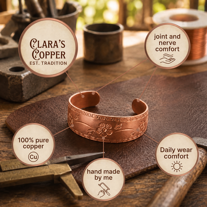 Clara's Fret Copper Bracelet
