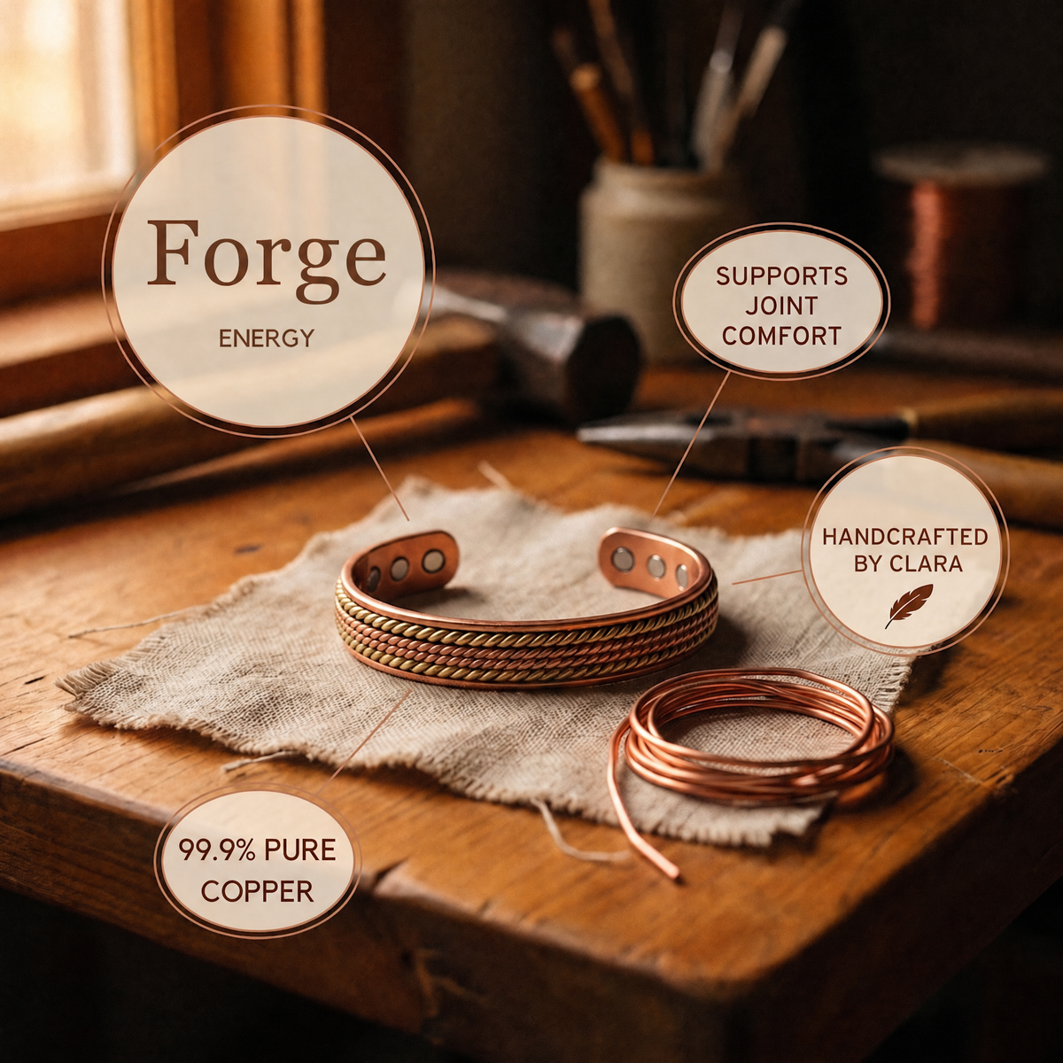 Clara's Forge Copper Bracelet