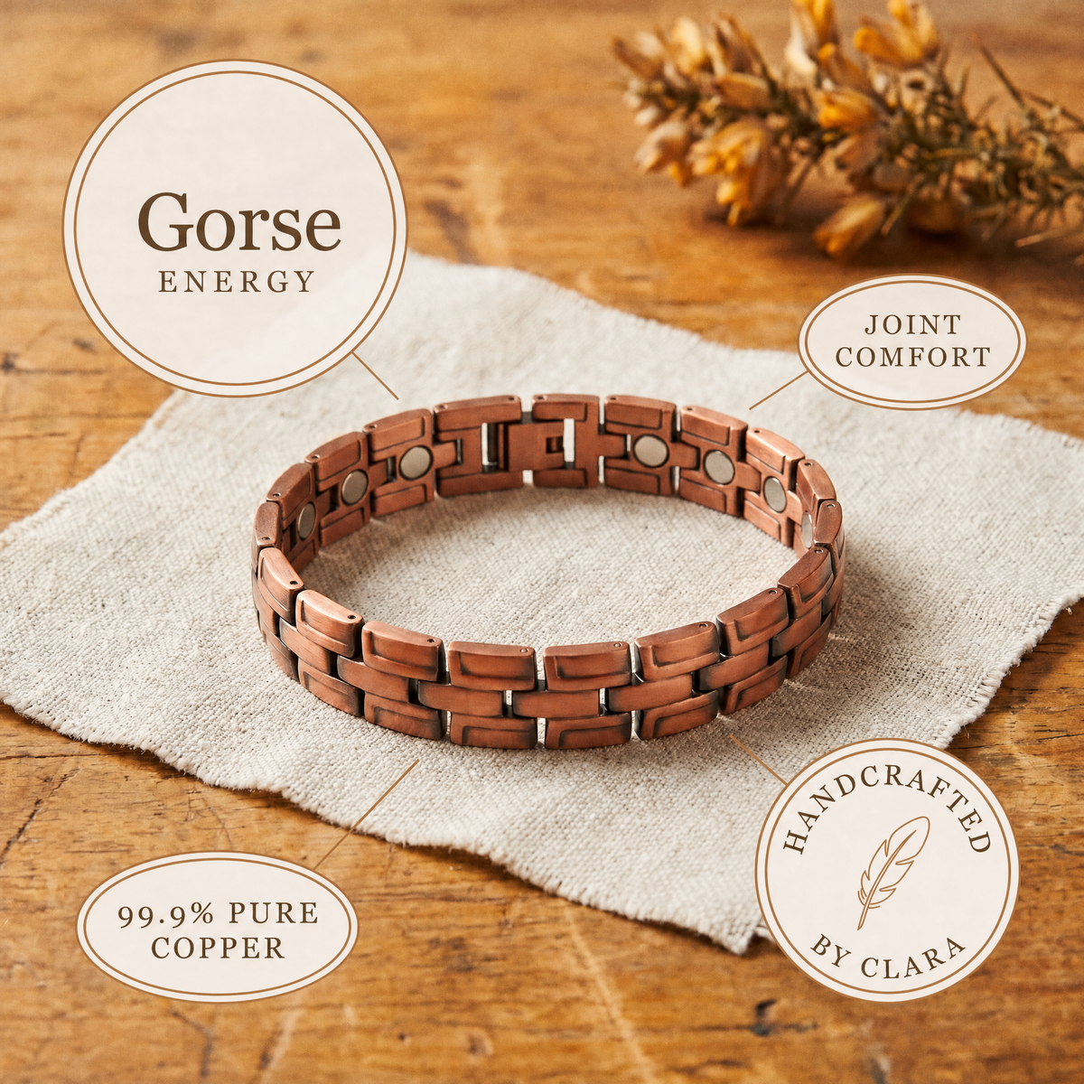 Clara's Gorse Men's Copper Bracelet