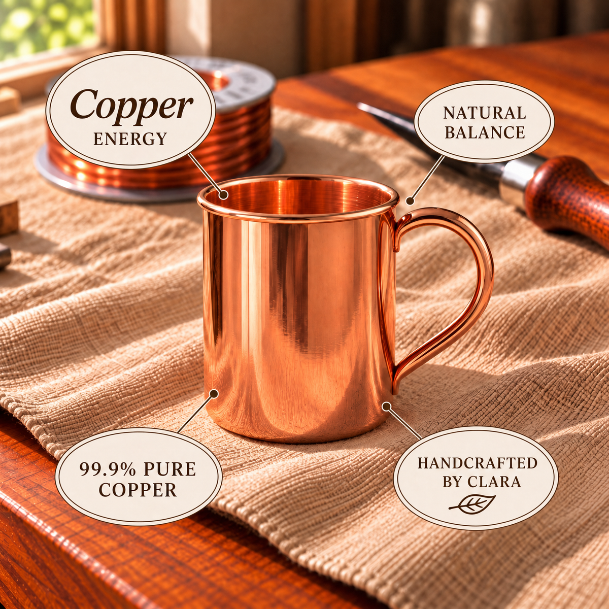 Clara's Hammered Copper Mule Mugs – 400ml Set of 2