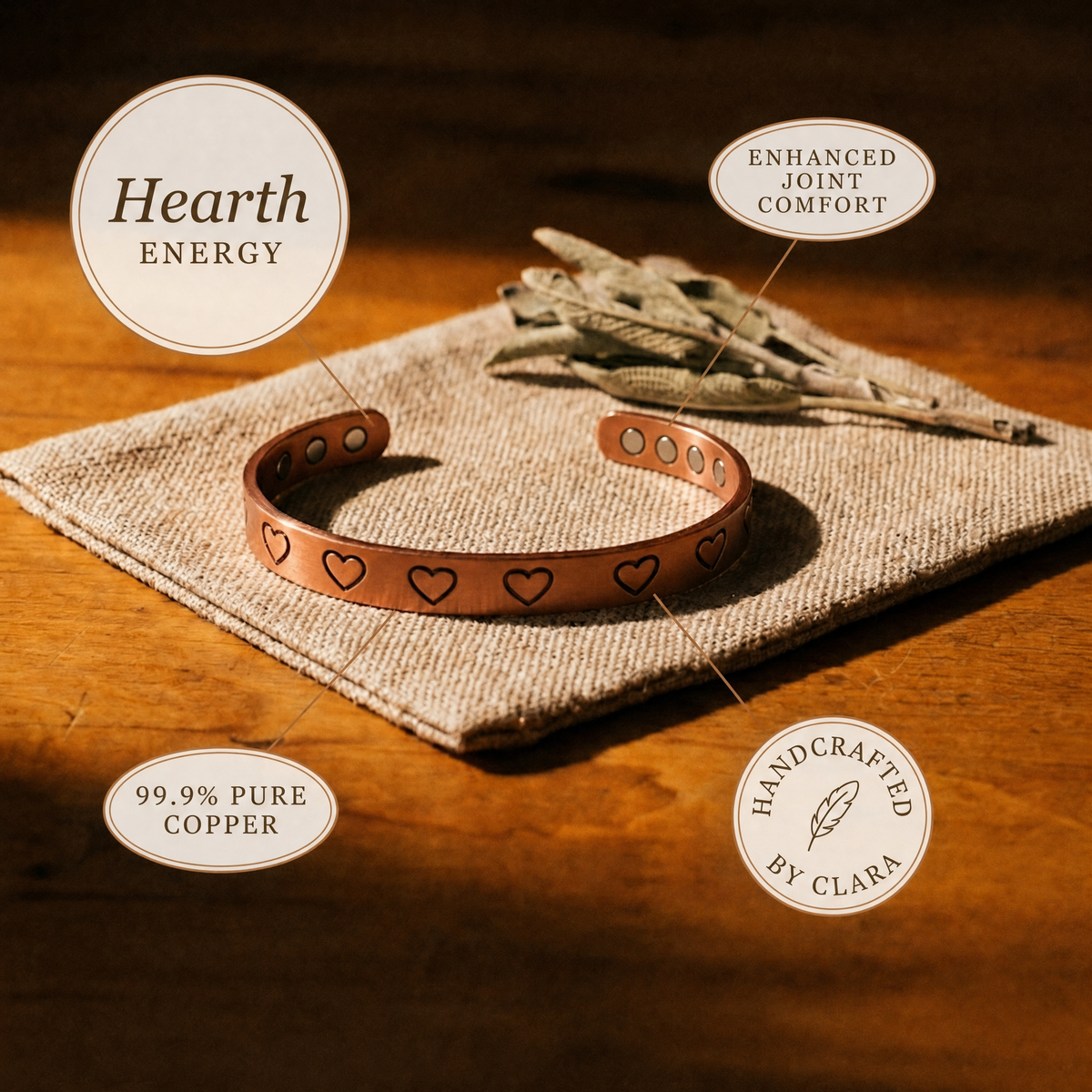 Clara's Hearth Copper Bracelet