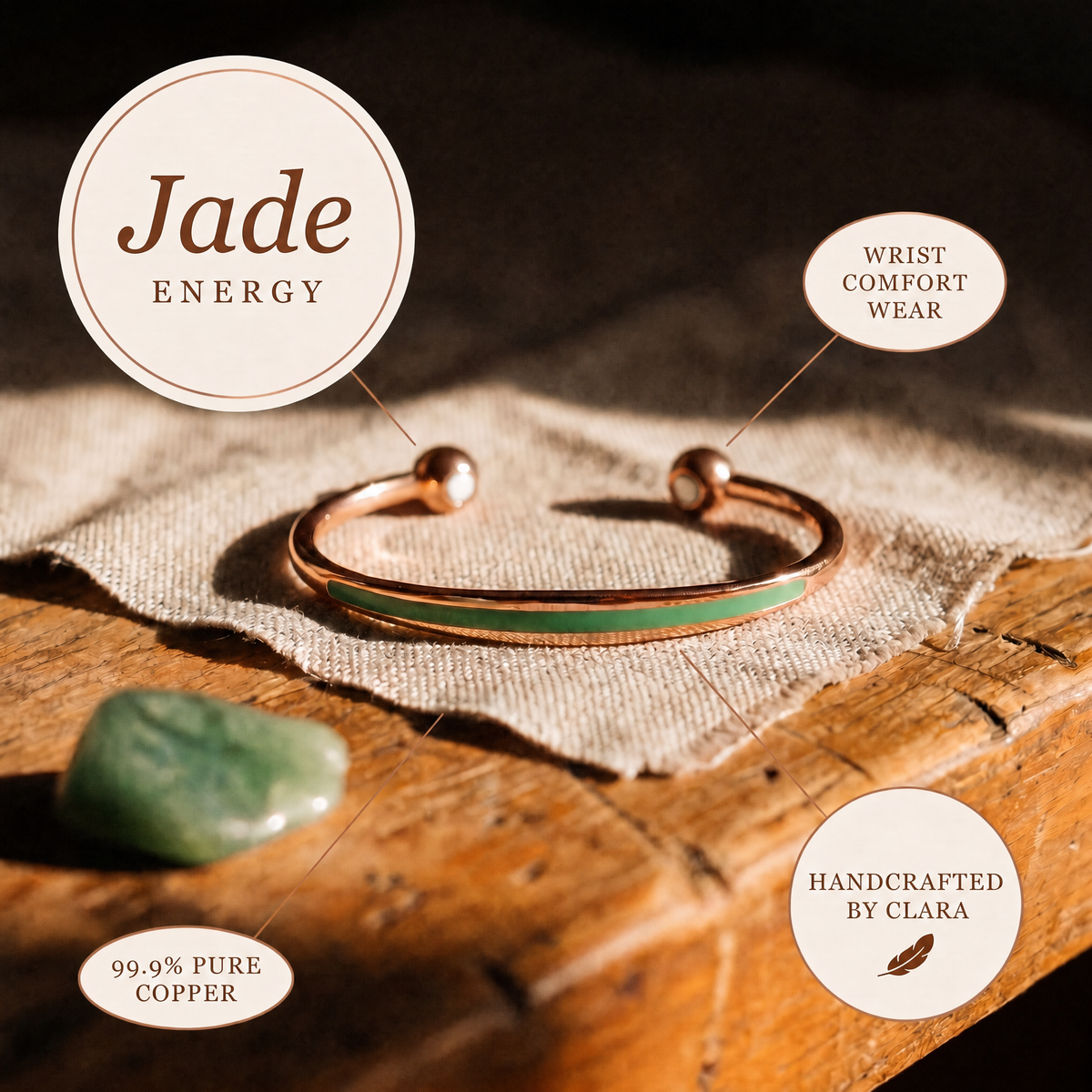Clara's Jade Copper Bracelet