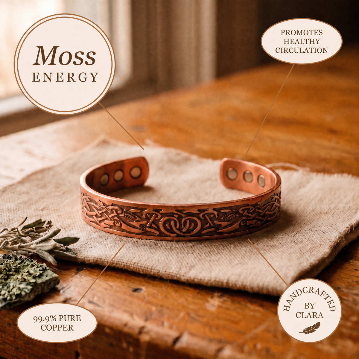 Clara's Moss Copper Bracelet