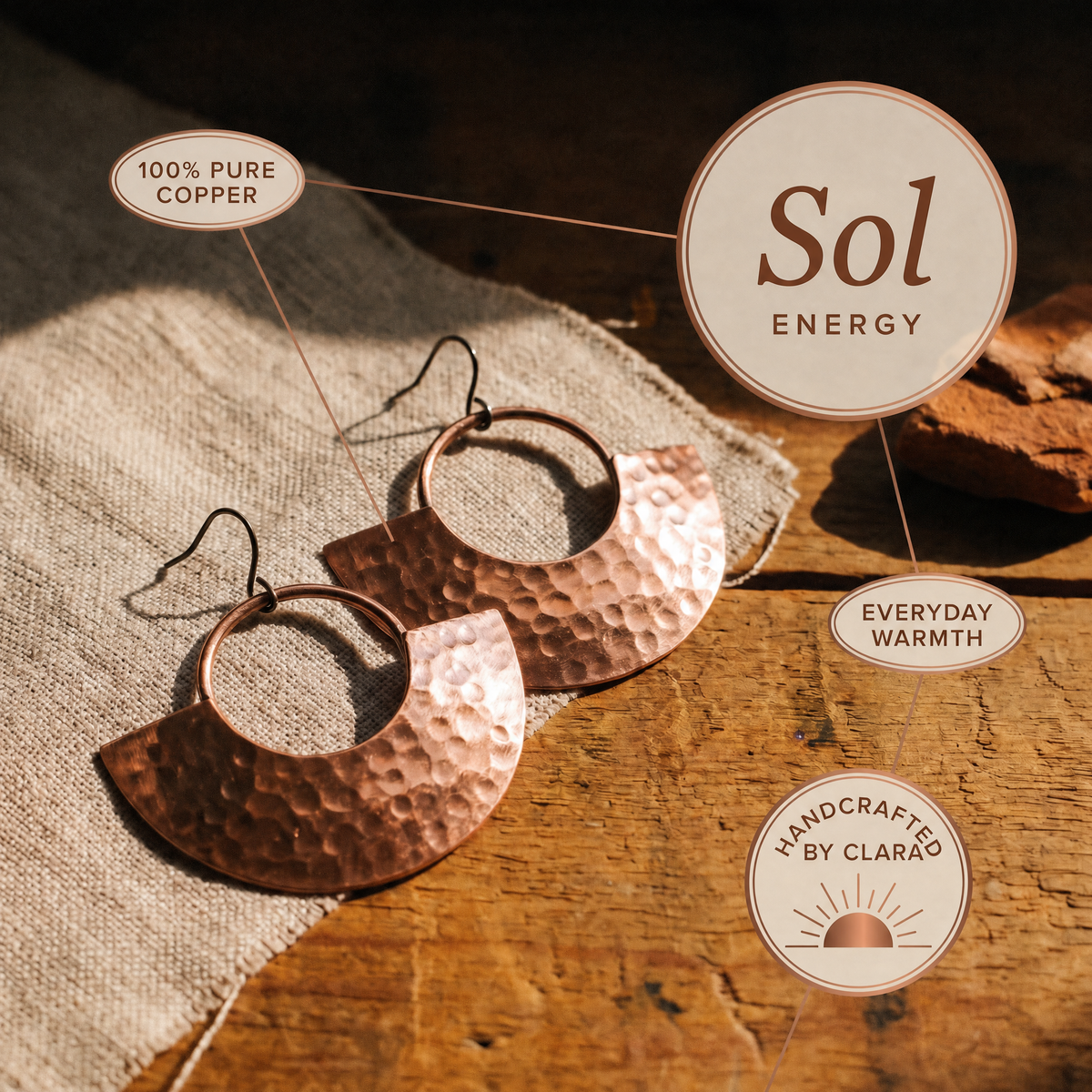 Clara's Sol Copper Earrings