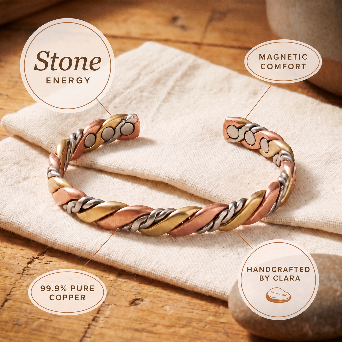 Clara's Stone Copper Bracelet