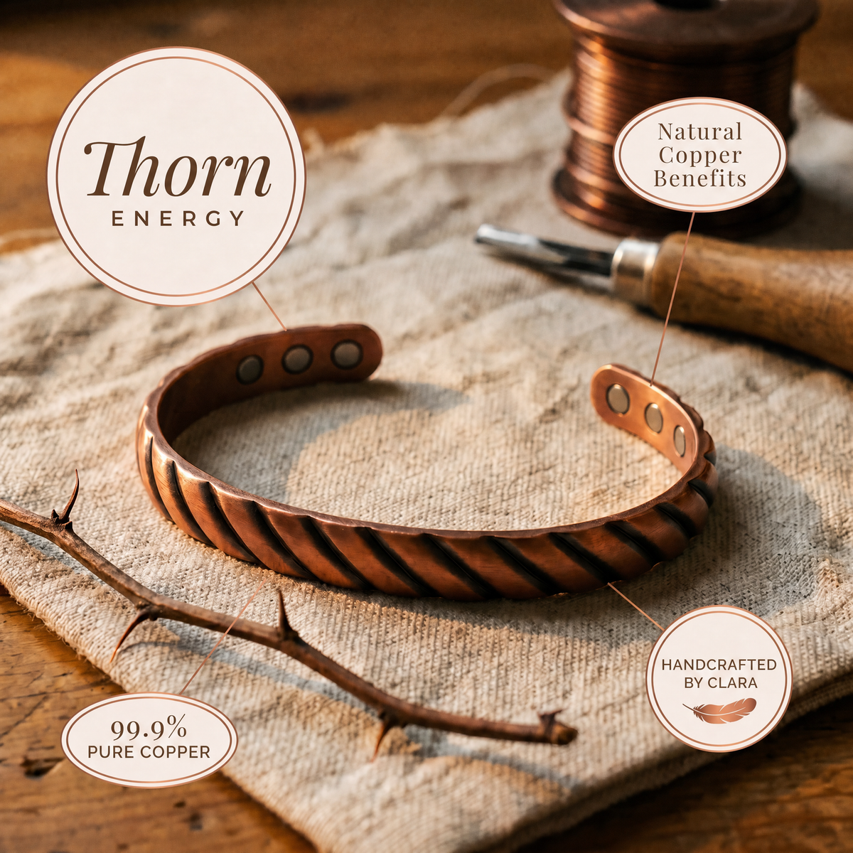 Clara's Thorn Copper Bracelet