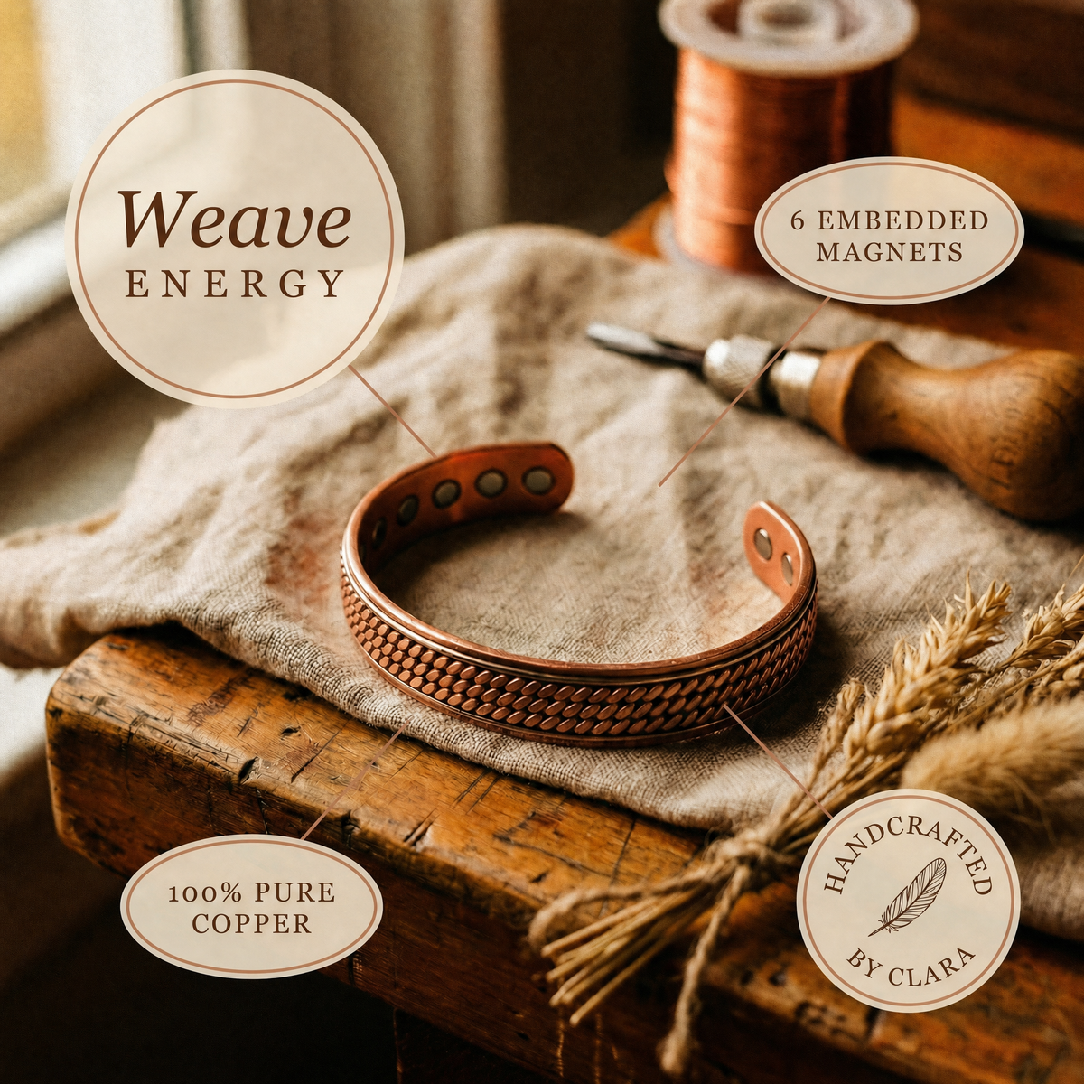 Clara's Wave Copper Bracelet