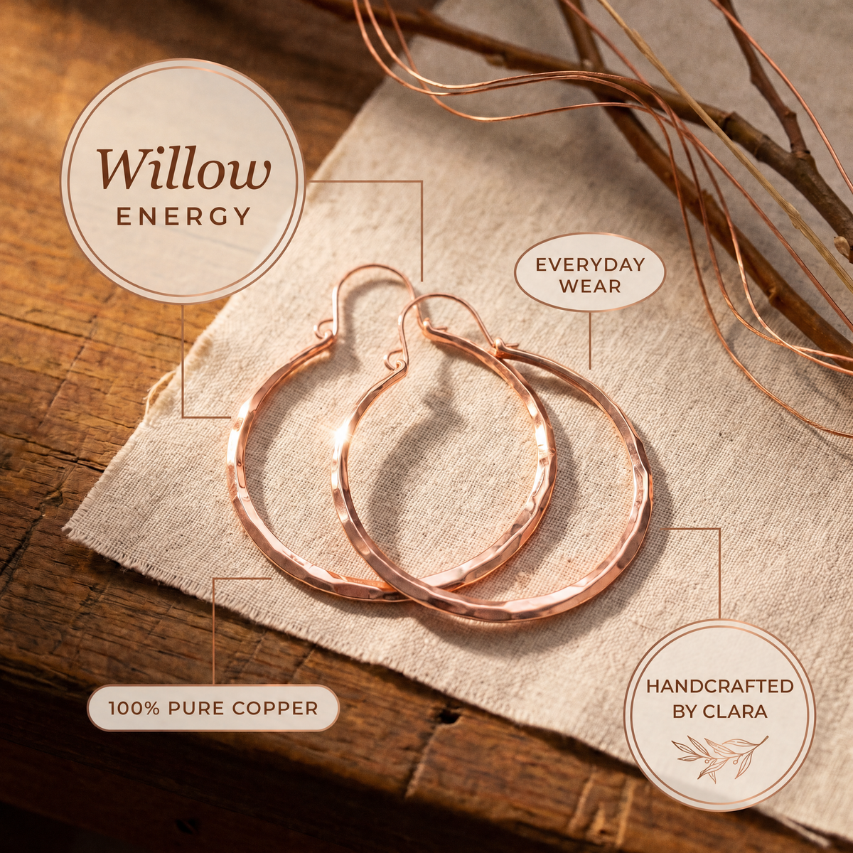 Clara's Willow Copper Earrings