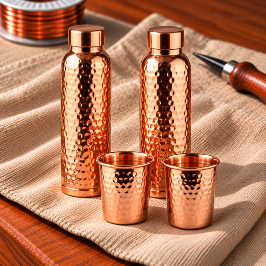 Clara's Hammered Copper Gift Set – 2 Bottles & 2 Mugs
