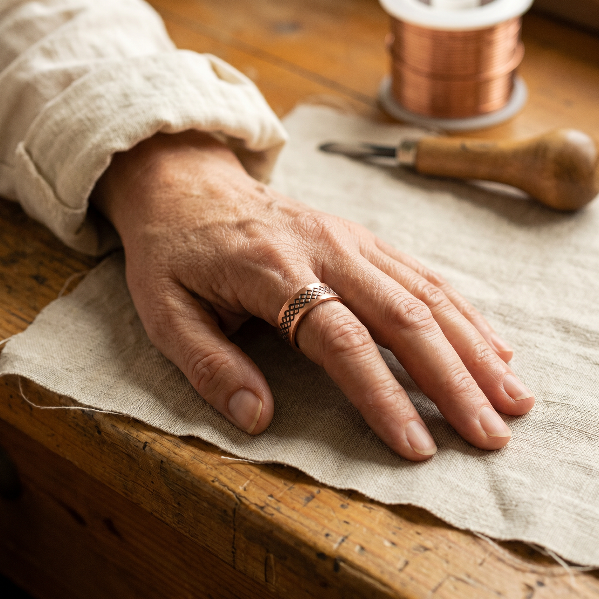 Clara's Grid Copper Ring